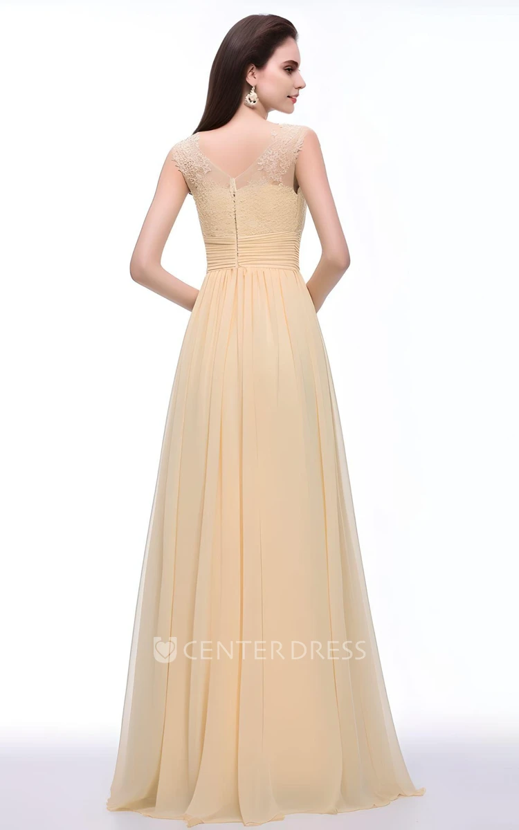 Bateau Neck Chiffon Sleeveless Evening Dress Casual & Beautiful Prom Dress
