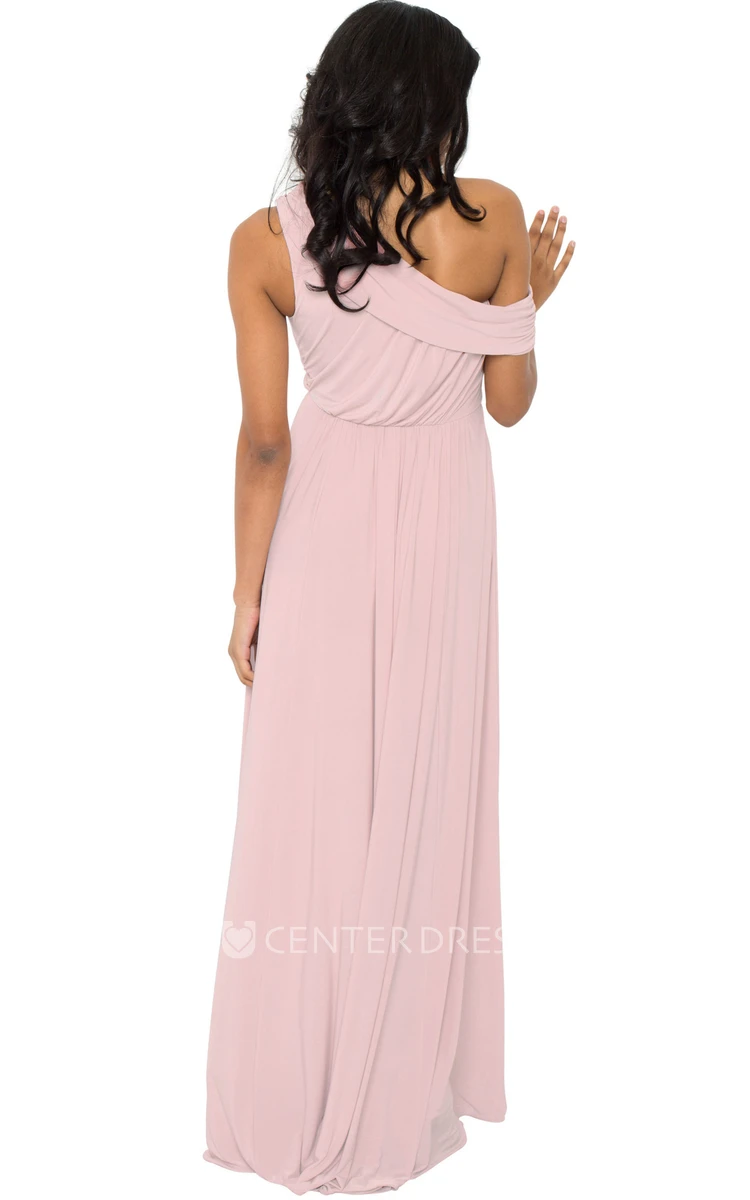 Ruched One-Shoulder Chiffon Muti-Color Convertible Bridesmaid Dress