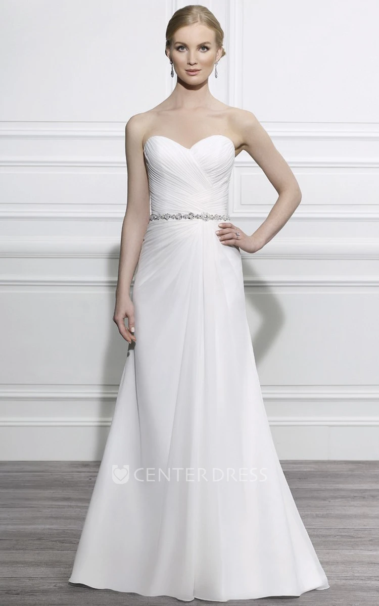 Sheath Jeweled Sweetheart Tulle Wedding Dress With Criss Cross And Lace Up
