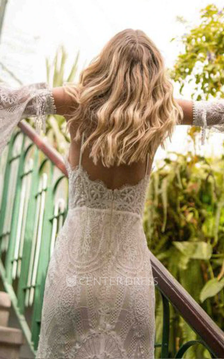 Simple Lace Off-the-shoulder Floor-length Wedding Dress With Appliques And Open Back