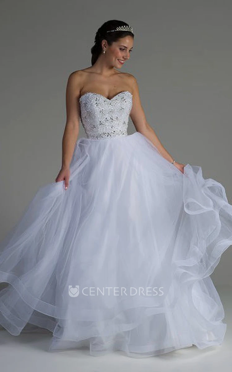 Sweetheart Tulle Bridal Ball Gown With Crystal Bodice