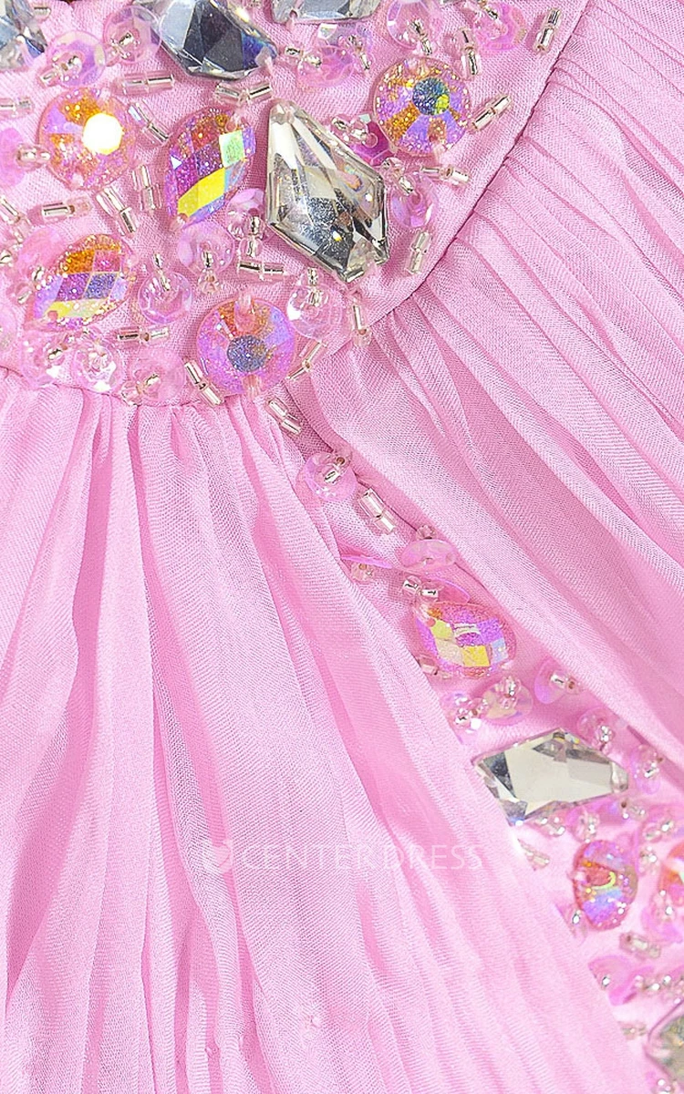 Beaded Sweetheart Sleeveless Chiffon Prom Dress