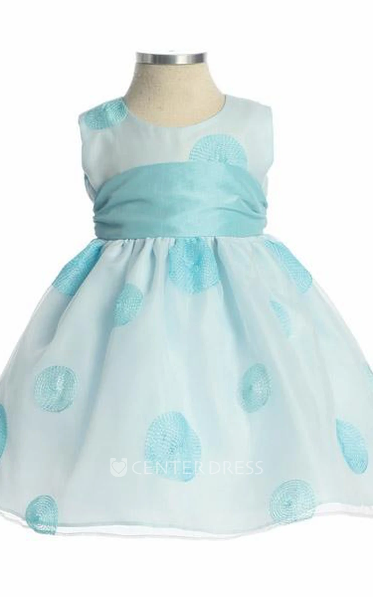 Floral Tiered Organza Flower Girl Dress With Embroidery