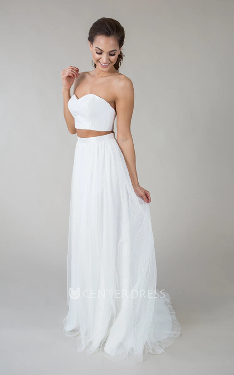 Floor-Length Sweetheart Tulle Wedding Dress With Zipper
