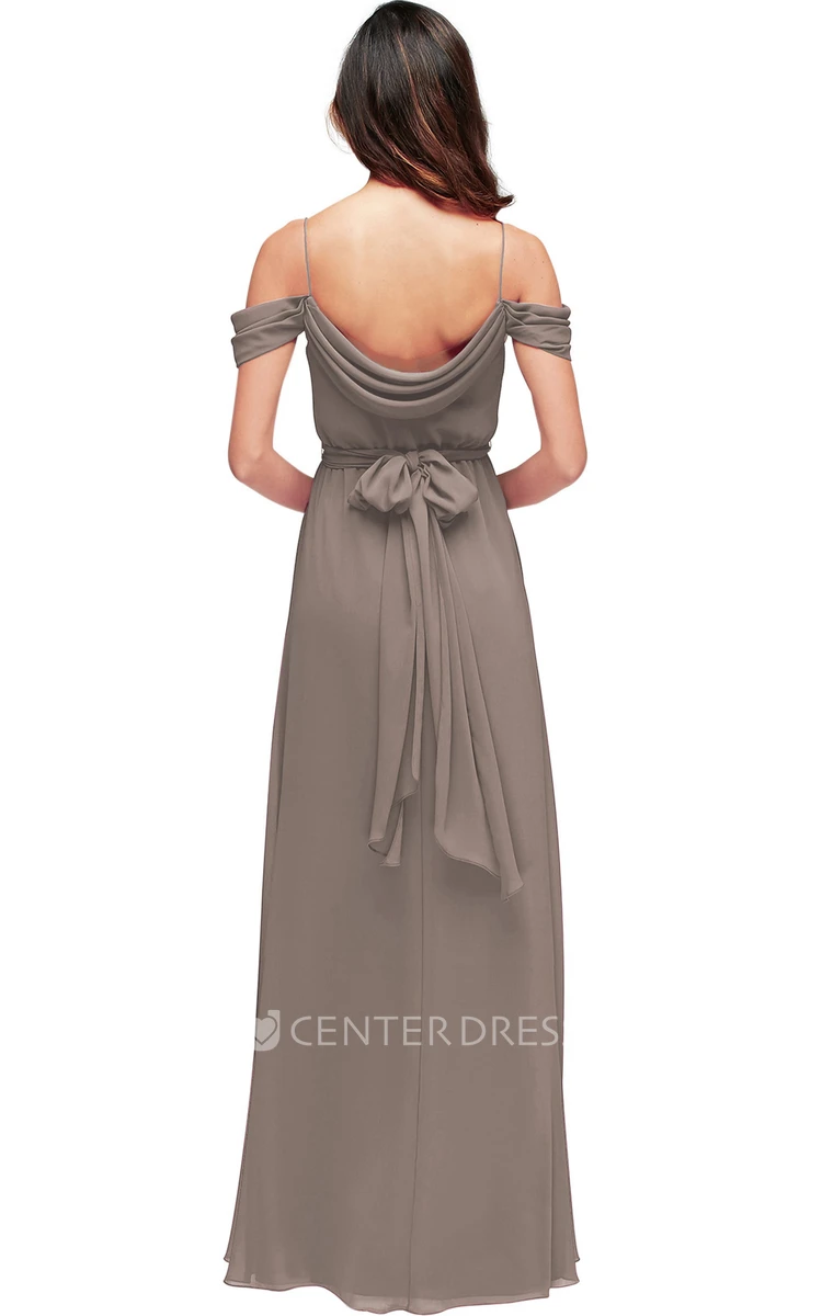 Floor-Length Draped Sleeveless Spaghetti Chiffon Muti-Color Convertible Bridesmaid Dress