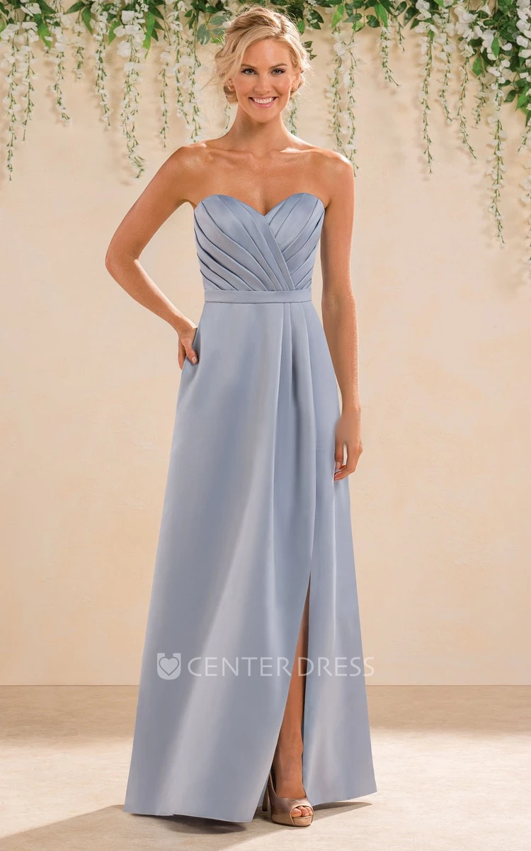 Sweetheart A-Line Satin Bridesmaid Dress With Pockets And Keyhole Back