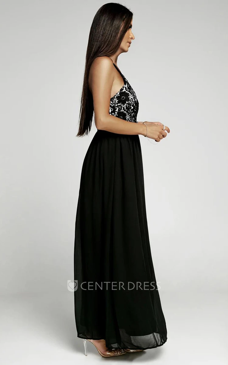 Modern A-Line Chiffon Prom Dress With Split Front And Cross Back