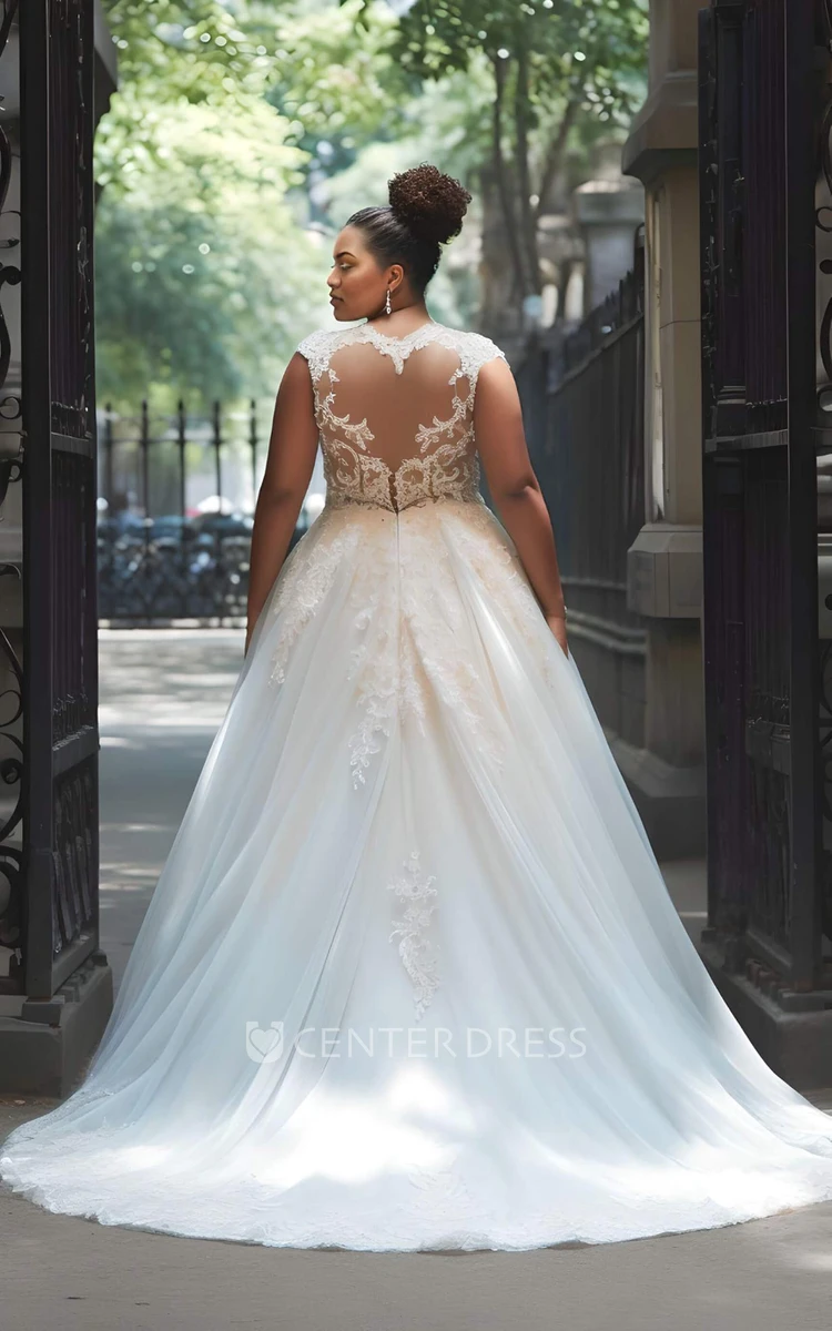 A-Line Plus Size Chiffon and Lace Wedding Dress Sleeveless Romantic Sexy V-neck