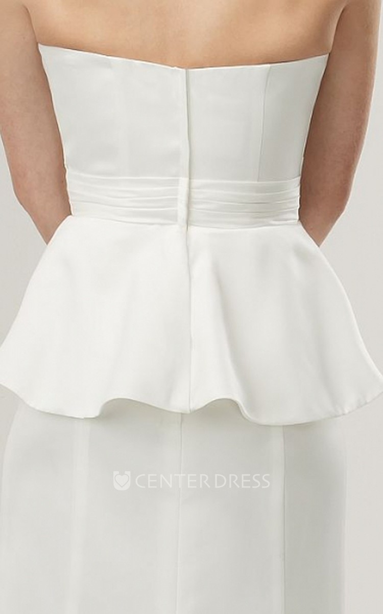 White strapless outlet peplum dress