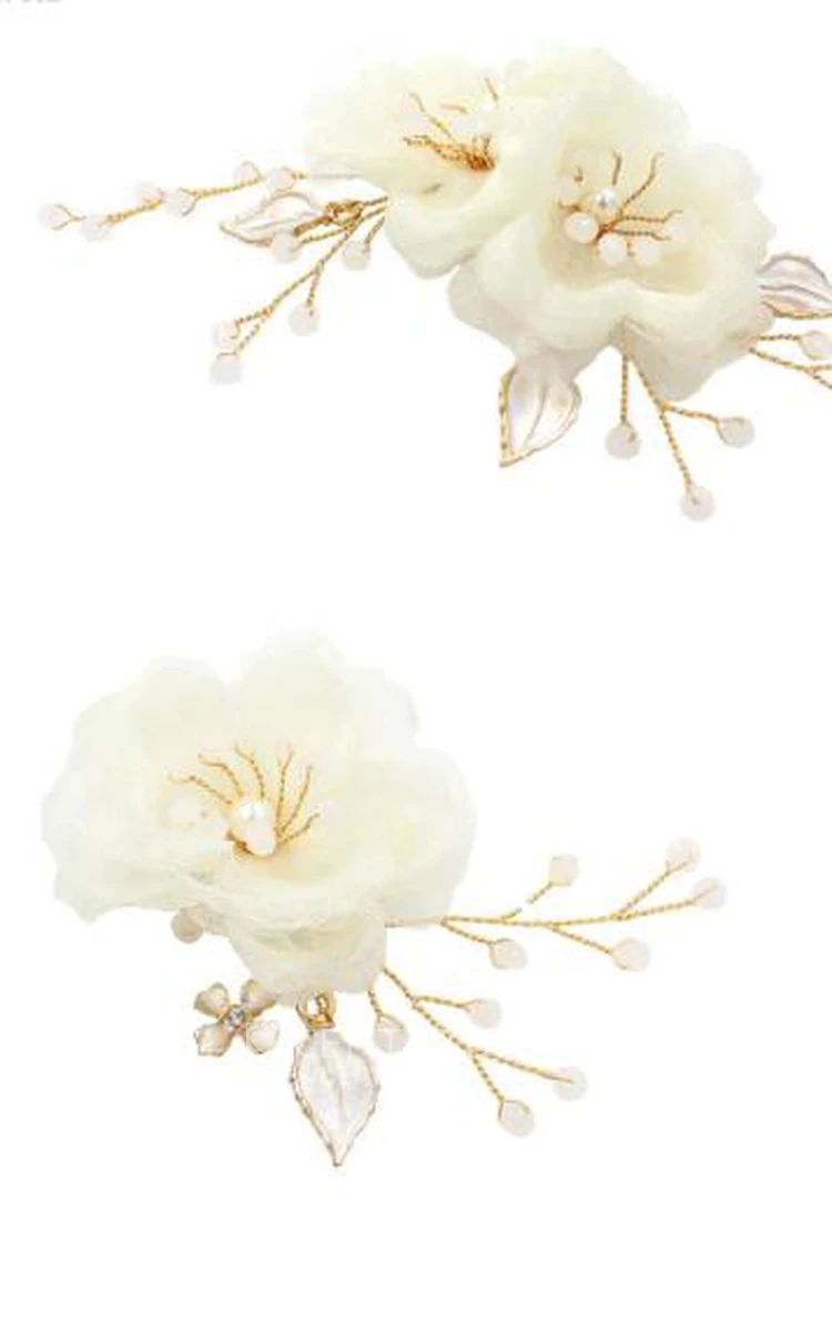 Western Style Tulle Flower Hair Clips with Beads