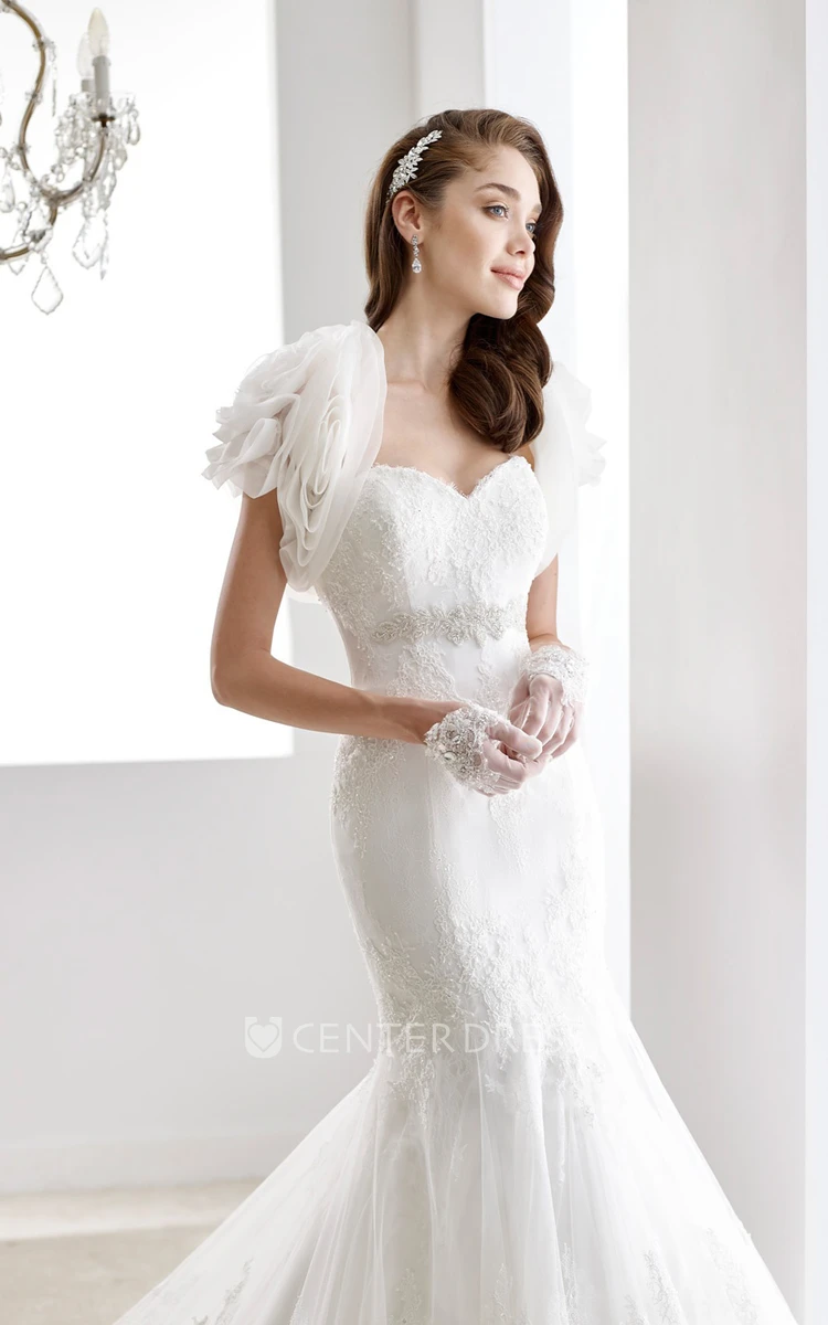 Sweetheart Mermaid Sheath Lace Gown With Illusive Lace Straps And Back