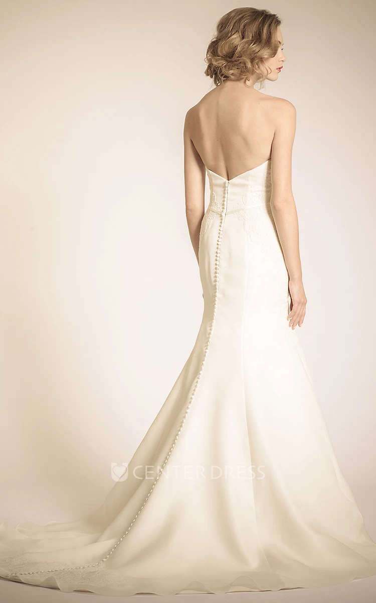 Sweetheart Satin Wedding Dress With Lace