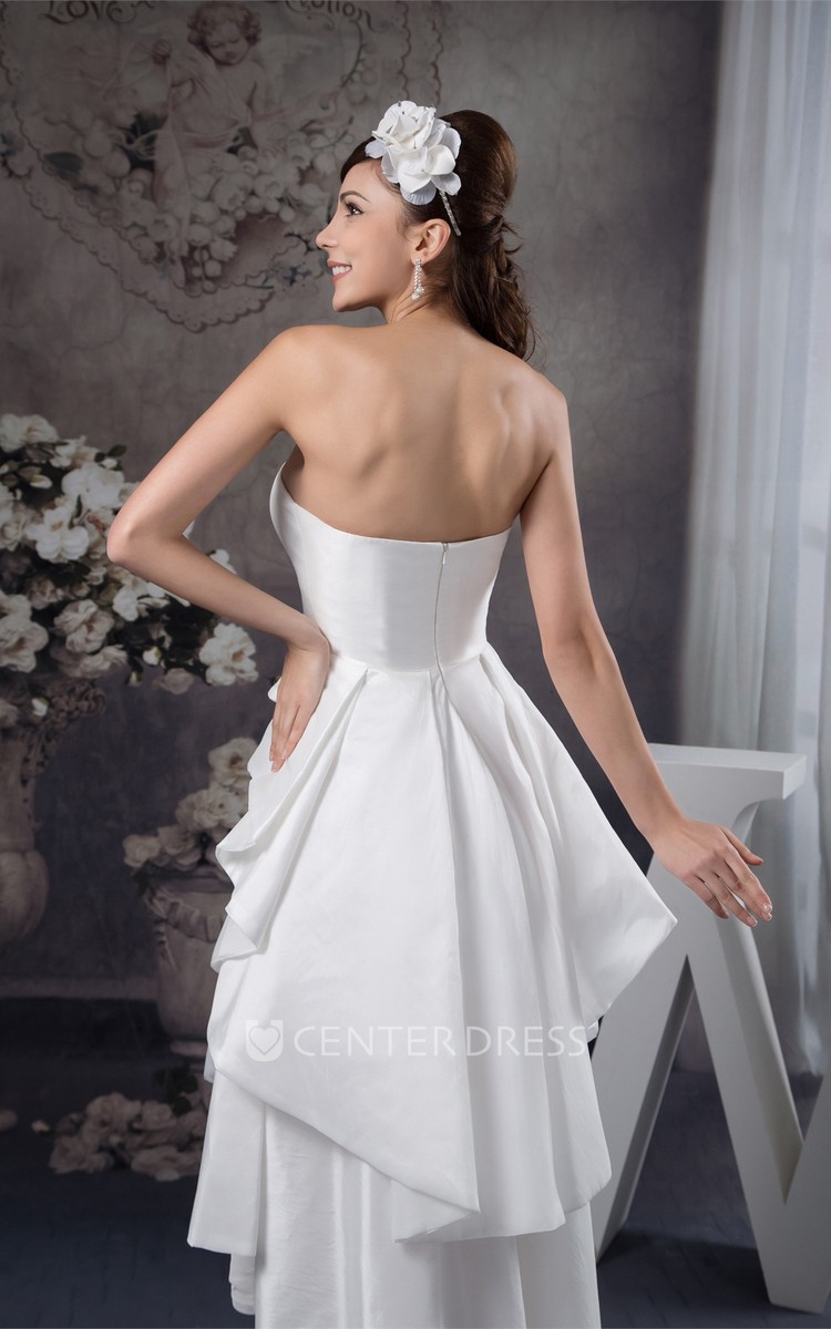 Strapless satin hotsell high low dress