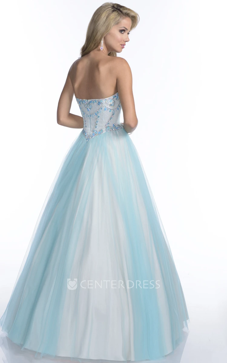 Sweetheart A-Line Tulle Prom Dress With Crystal Detailed Corset