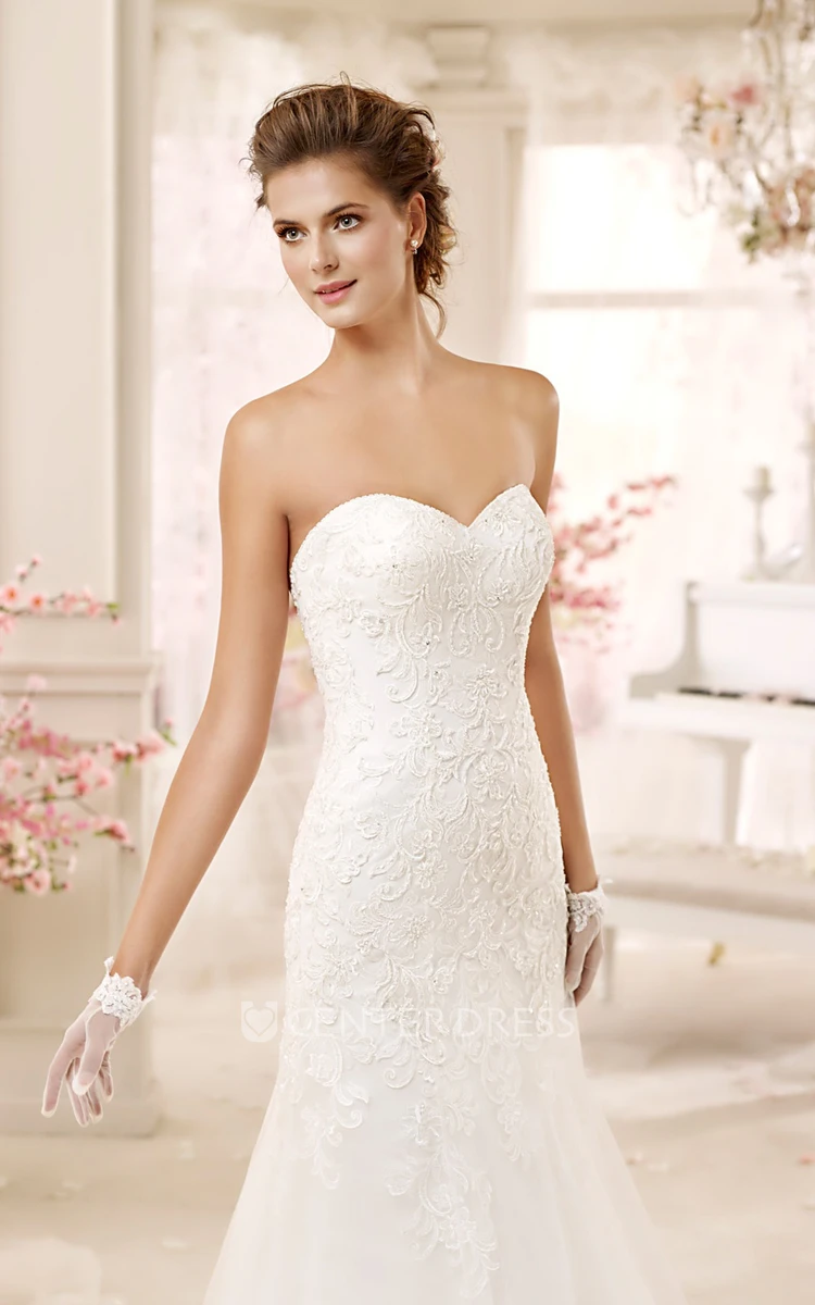 Sweetheart Mermaid Lace Wedding Dress With Detachable Cap And Brush Train