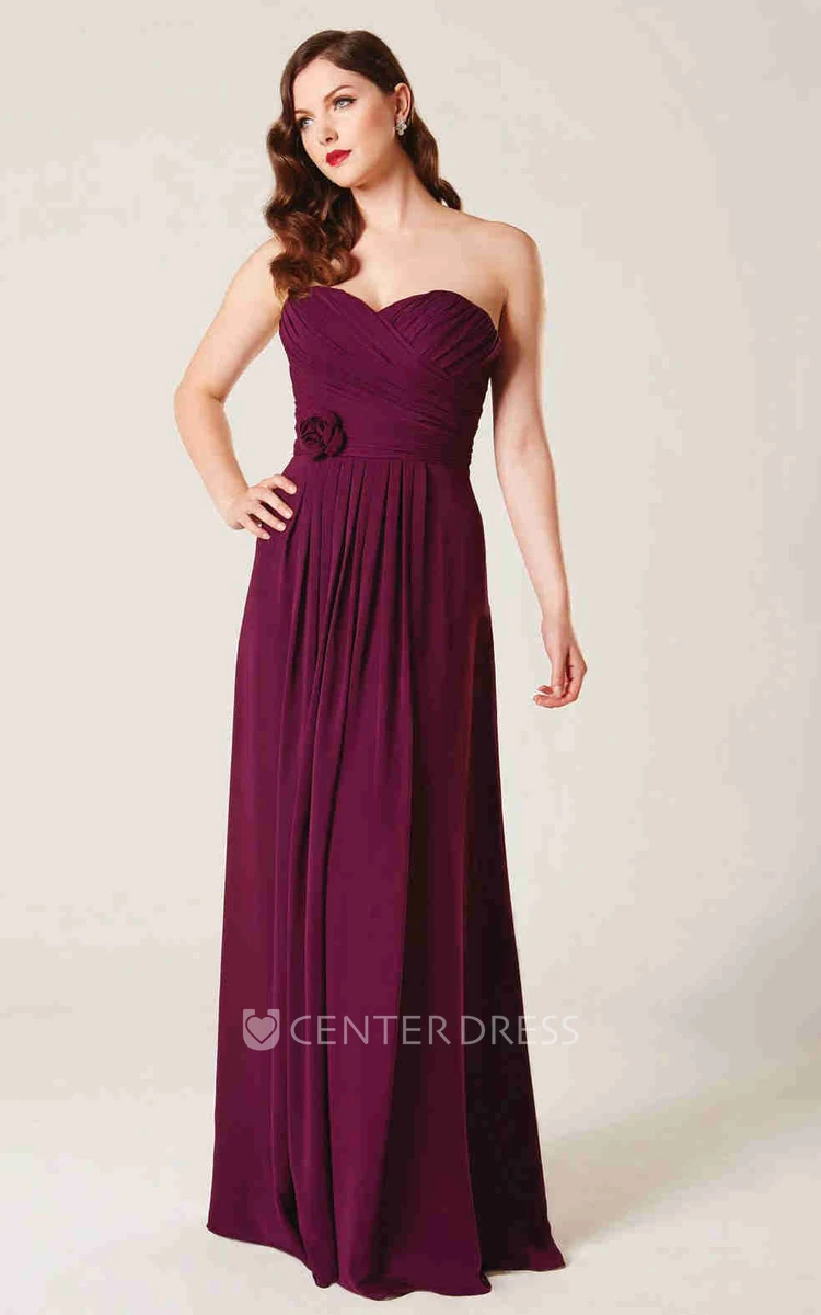 Sweetheart Chiffon Bridesmaid Dress With Criss Cross And Bow