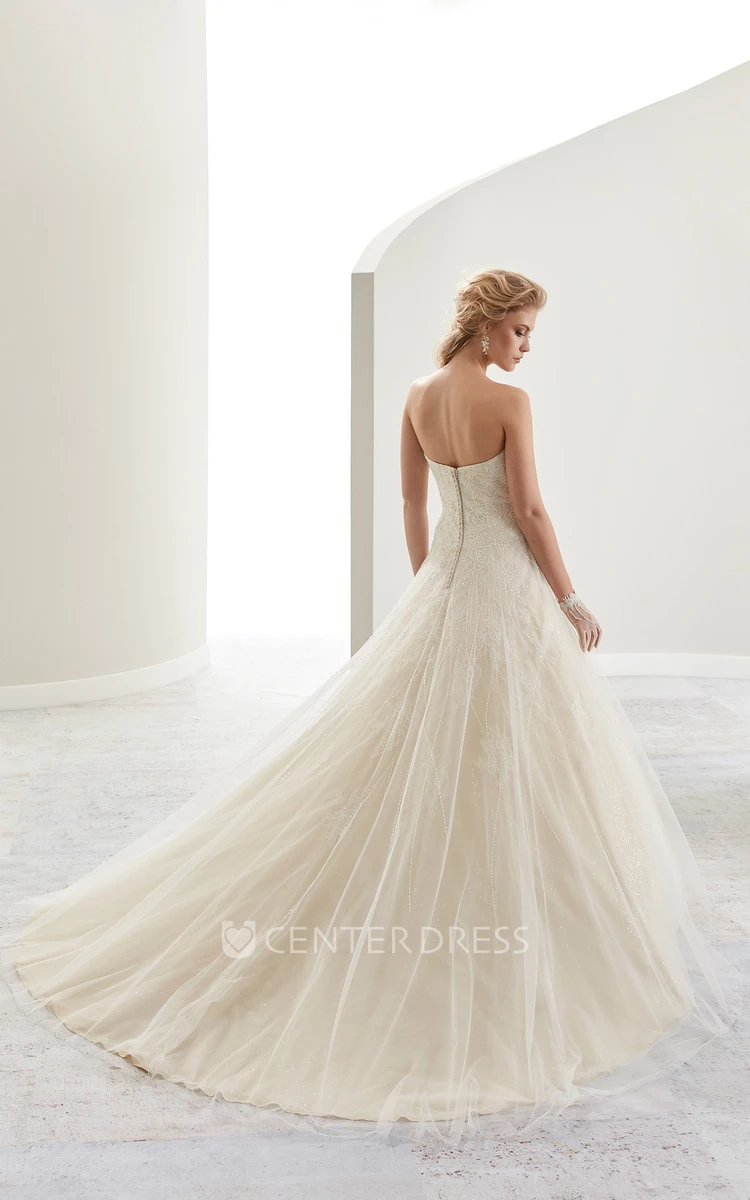 Exquisite Sweetheart A-Line Bridal Gown With Low Back And Fine Embroidery