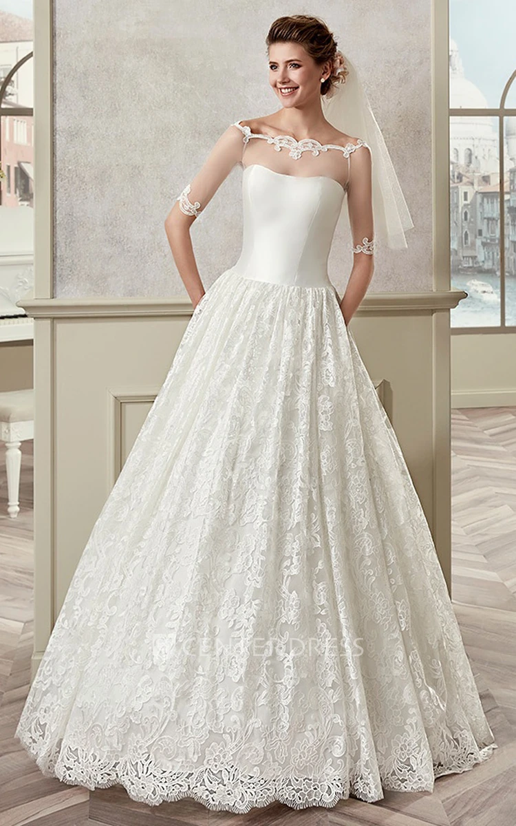 Amarra Bridal Margot 84380 Sheer Lace Off the Shoulder Bridal Gown Mer –  Glass Slipper Formals
