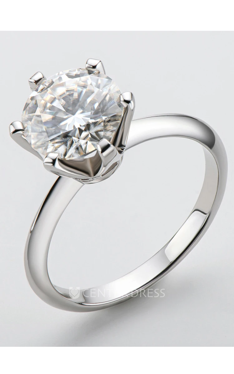 Solitaire Round Cut 925 Silver Wedding Rings