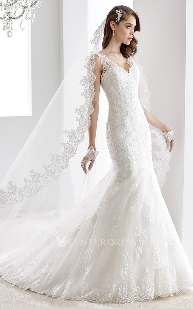 Sweetheart Mermaid Sheath Lace Gown With Appliques Straps And Open Back