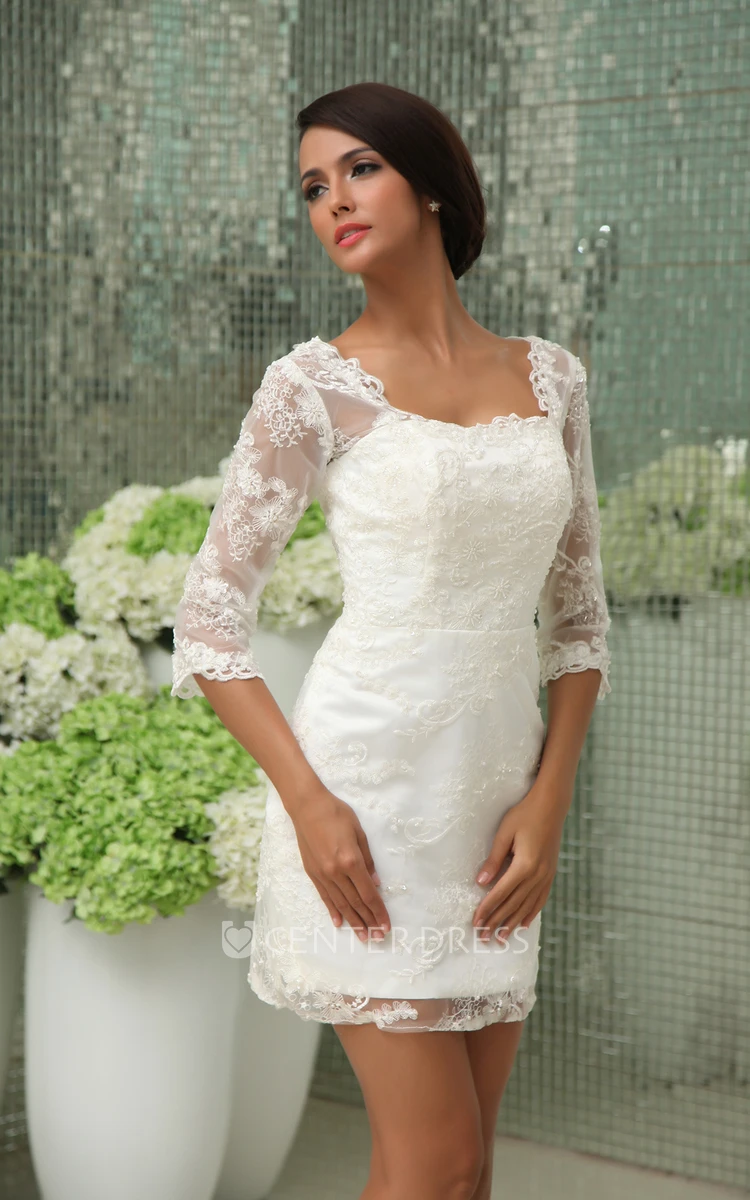 Romantic Vintage Half-Sleeve Dress With Lace Overlay