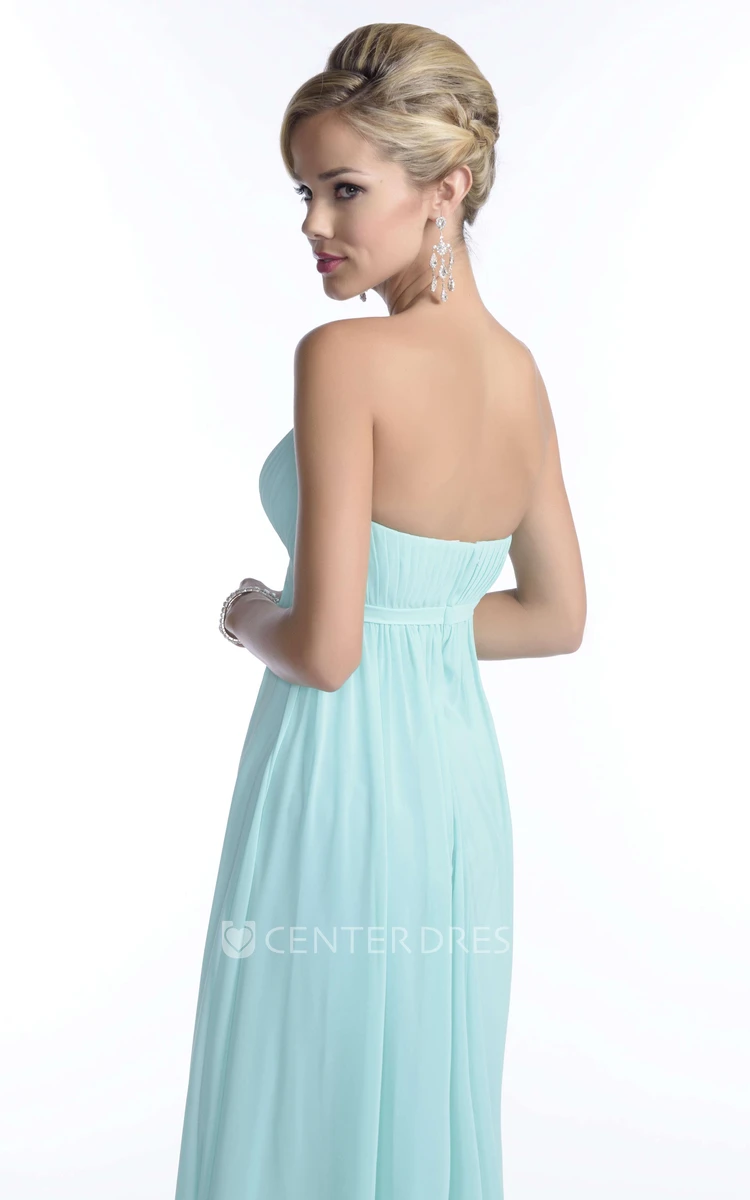 Empire Strapless A-Line Chiffon Bridesmaid Dress With Pleated Bust