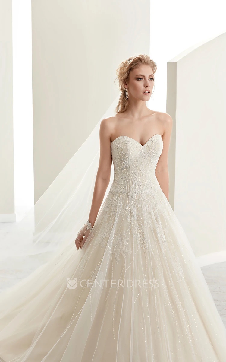 Exquisite Sweetheart A-Line Bridal Gown With Low Back And Fine Embroidery