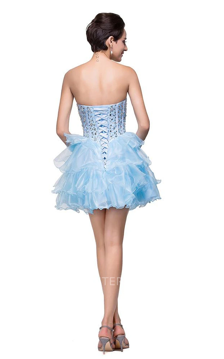Glamroous Sweetheart Crystal Homecoming Dress Organza