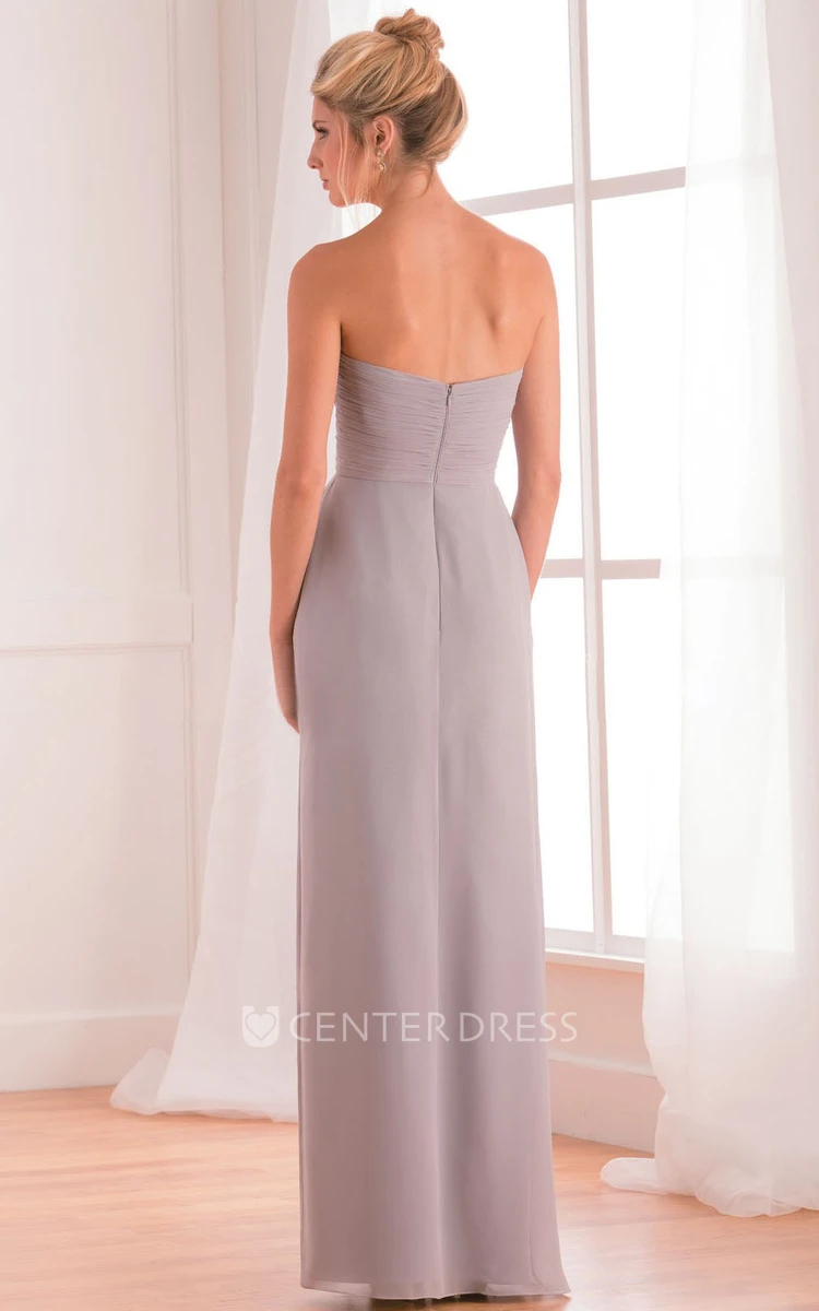 Sweetheart Floor-Length Bridesmaid Dress With Ruffles And Front Slit
