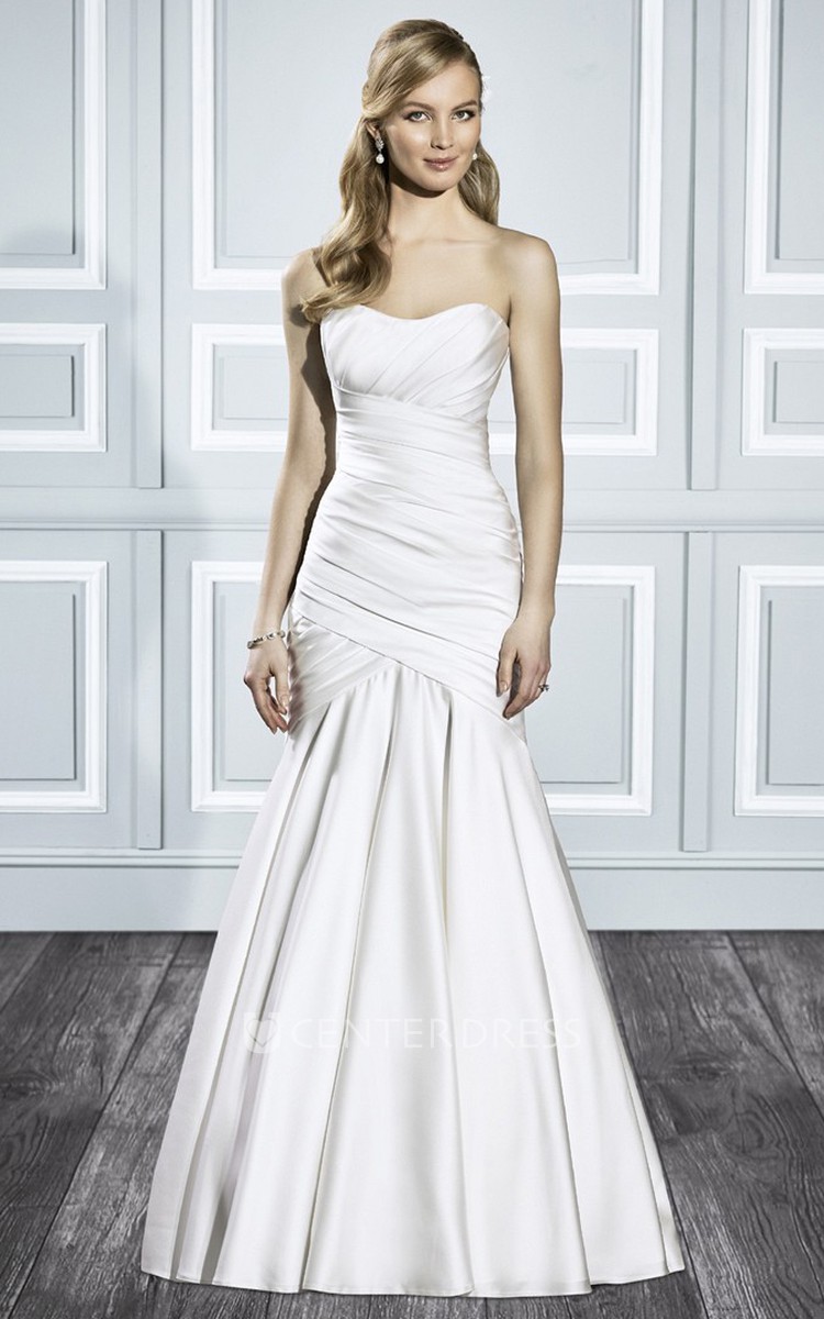 Rough Satin Strapless Trumpet Wedding Dresses