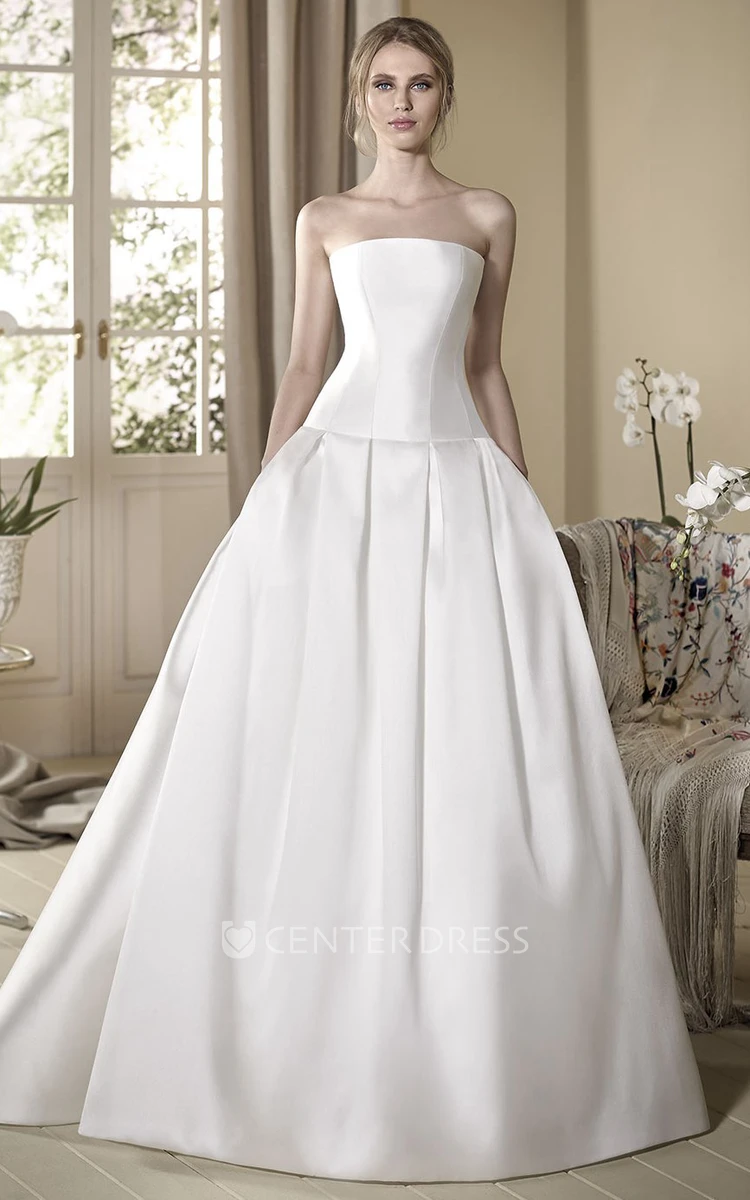 A-Line Cap-Sleeve Maxi Square-Neck Lace Satin Wedding Dress With Cape
