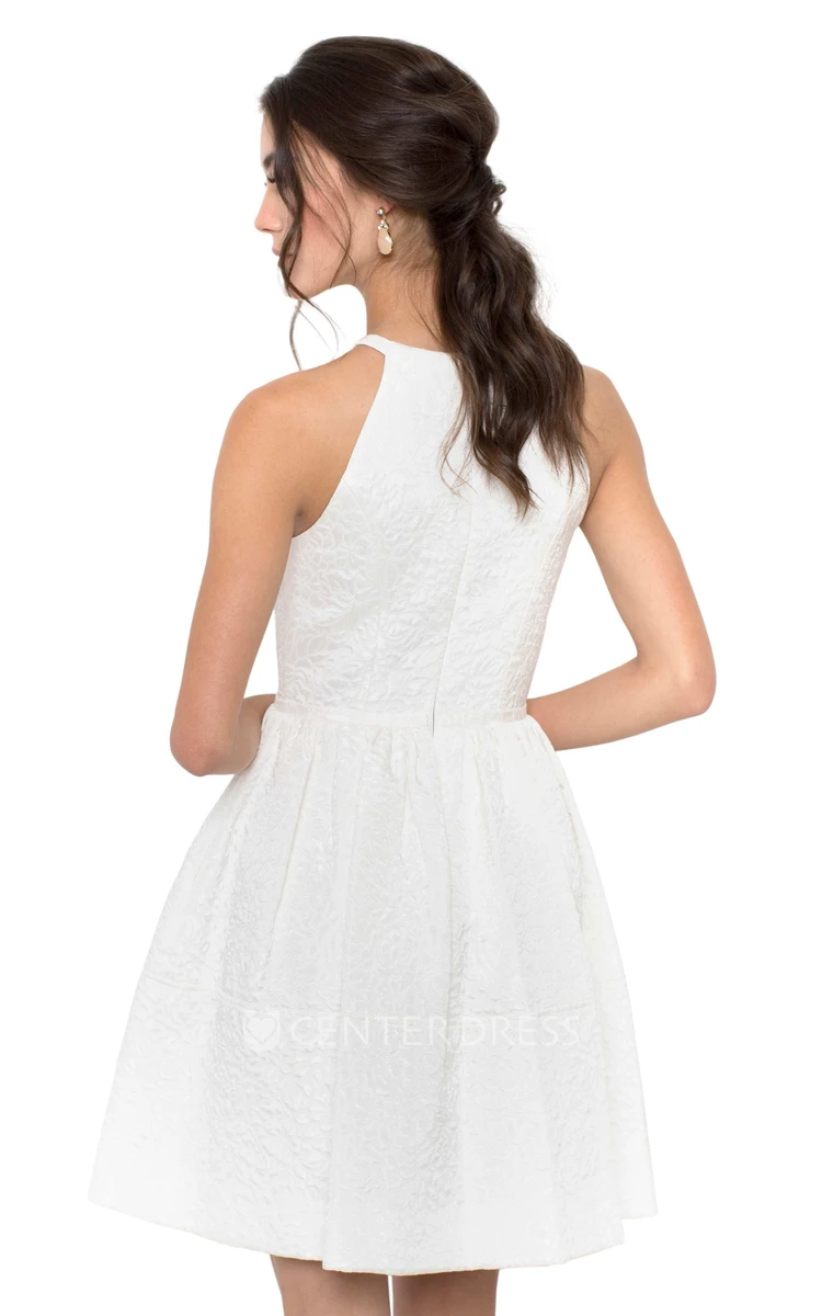 A-Line Jewel Sleeveless Maxi Little White Dress With Zipper Back