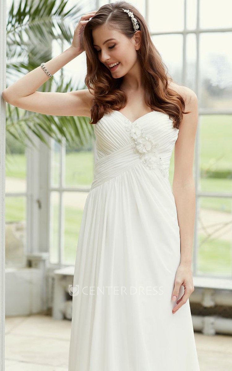 empire sweetheart floor length chiffon dress