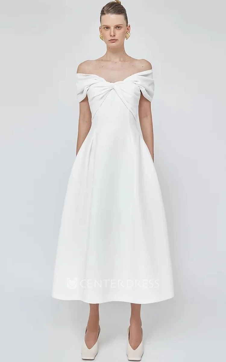 A Line Casual Off-the-shoulder Satin Sleeveless Prom Dress