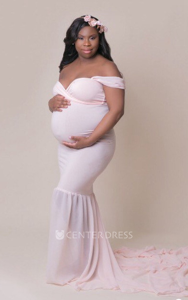 Mermaid Trumpet Floor length Short Sleeve Empire Maternity Dress