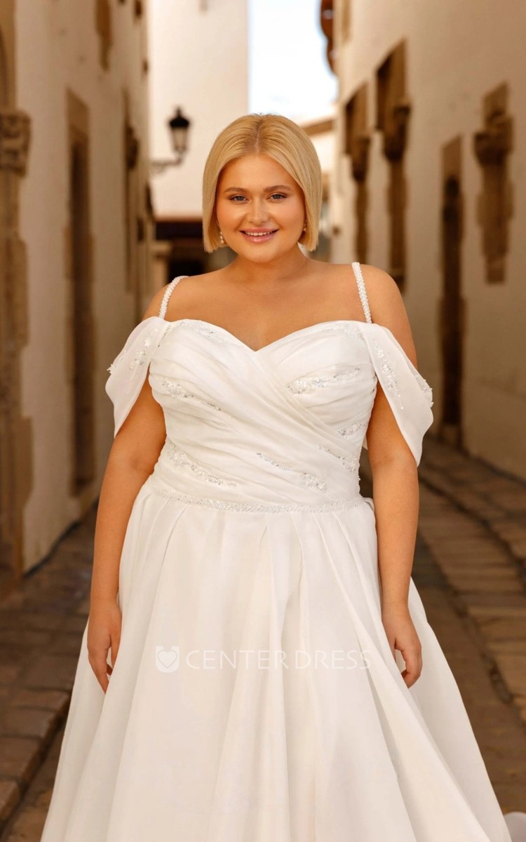 Plus size spaghetti strap wedding clearance dress