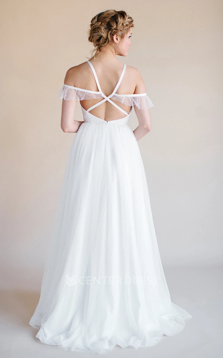 Spaghetti Tulle&Chiffon Wedding Dress With Straps