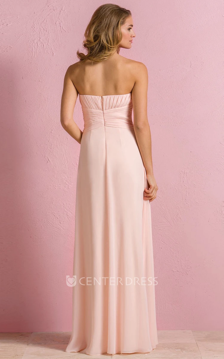 Sweetheart A-Line Empire Gown With Front Slit And Pleats