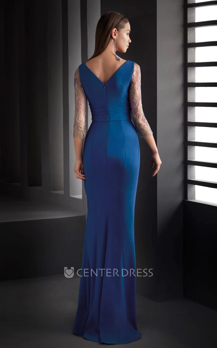 Ethereal Satin Mermaid Evening Dress with Deep Plunging Neckline