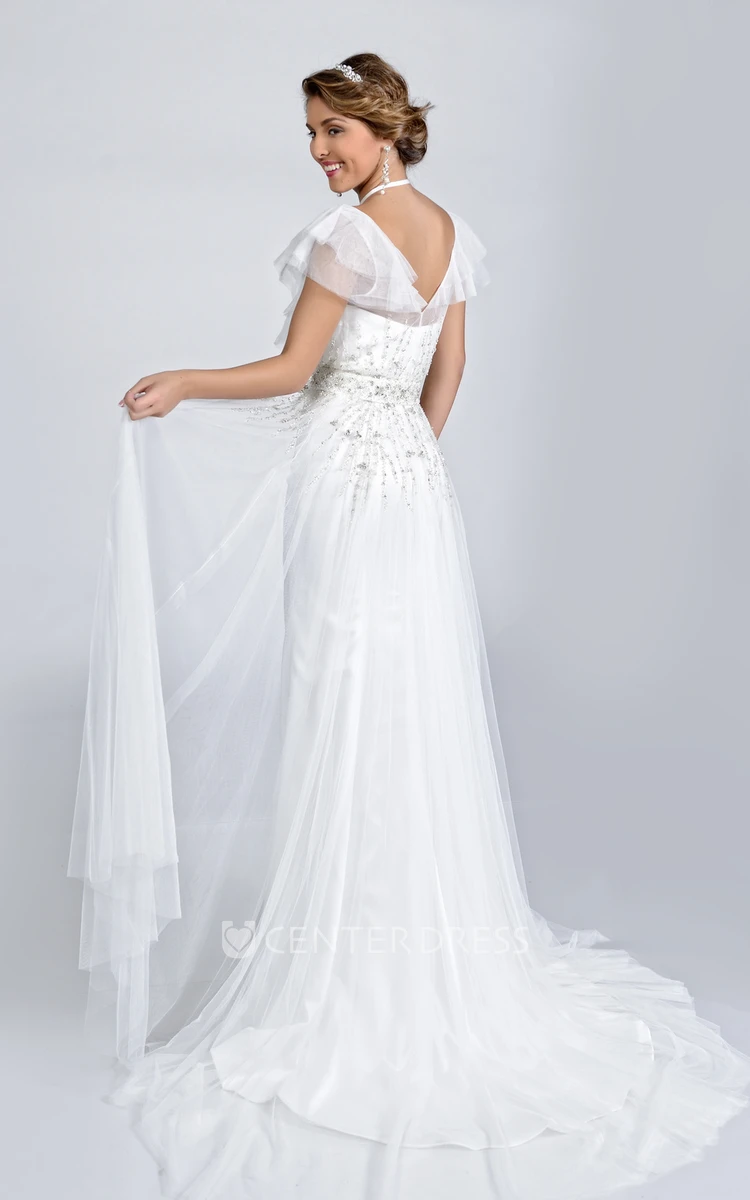 Sheath Satin Halter Wedding Dress With Crystal Detailed Waist