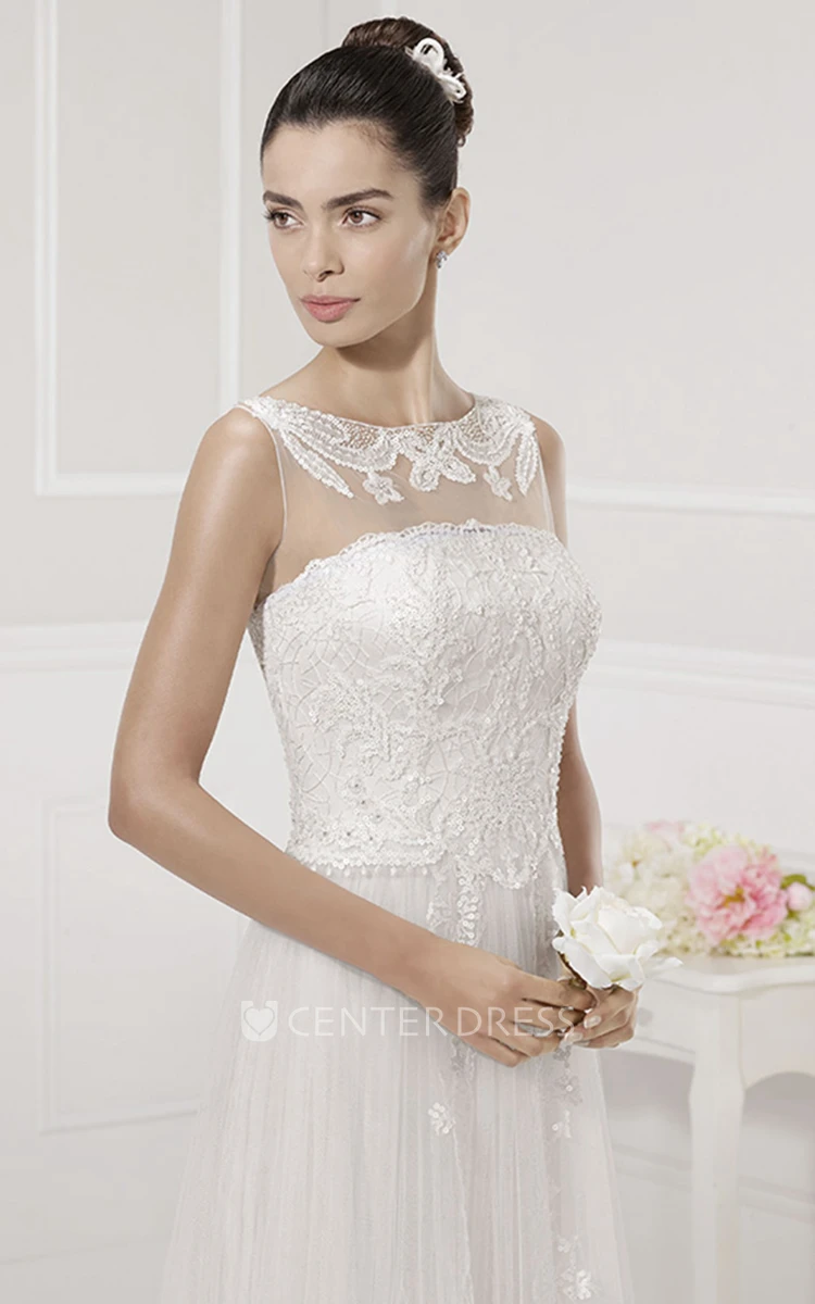 Strapless Sequined Tulle Bridal Gown With Removable Illusion Neck