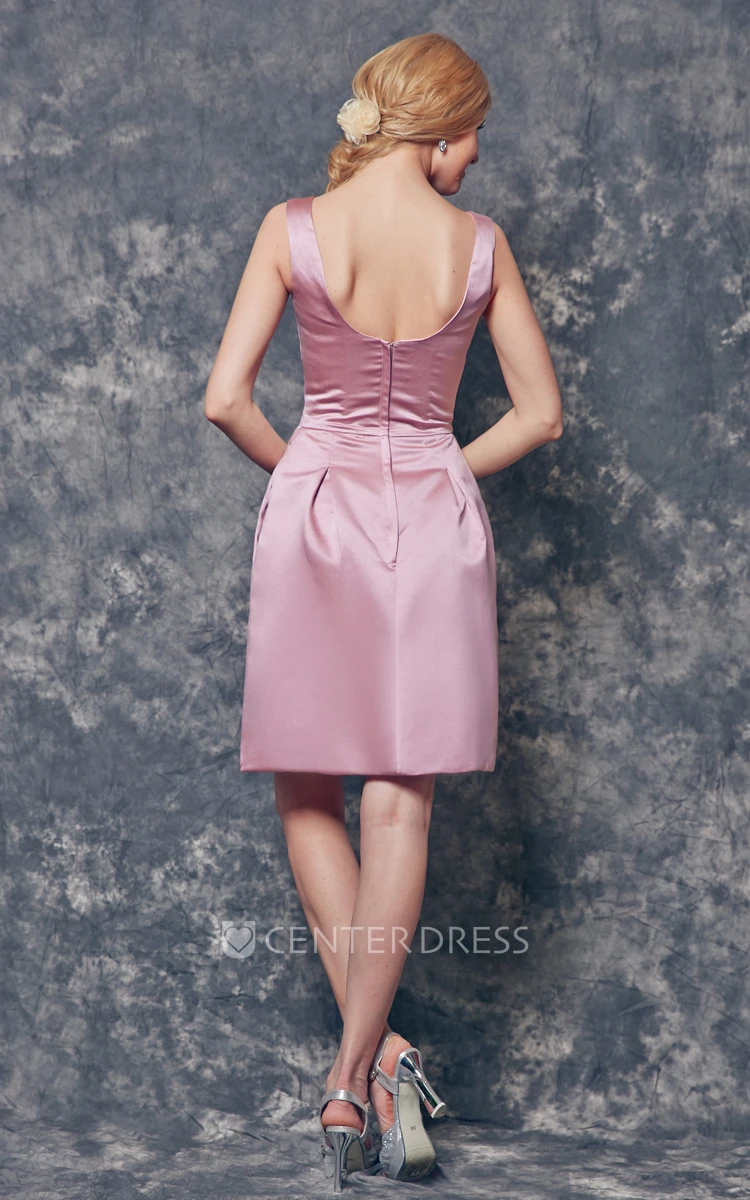 Brilliant Sleeveless A-line Short Satin Dress