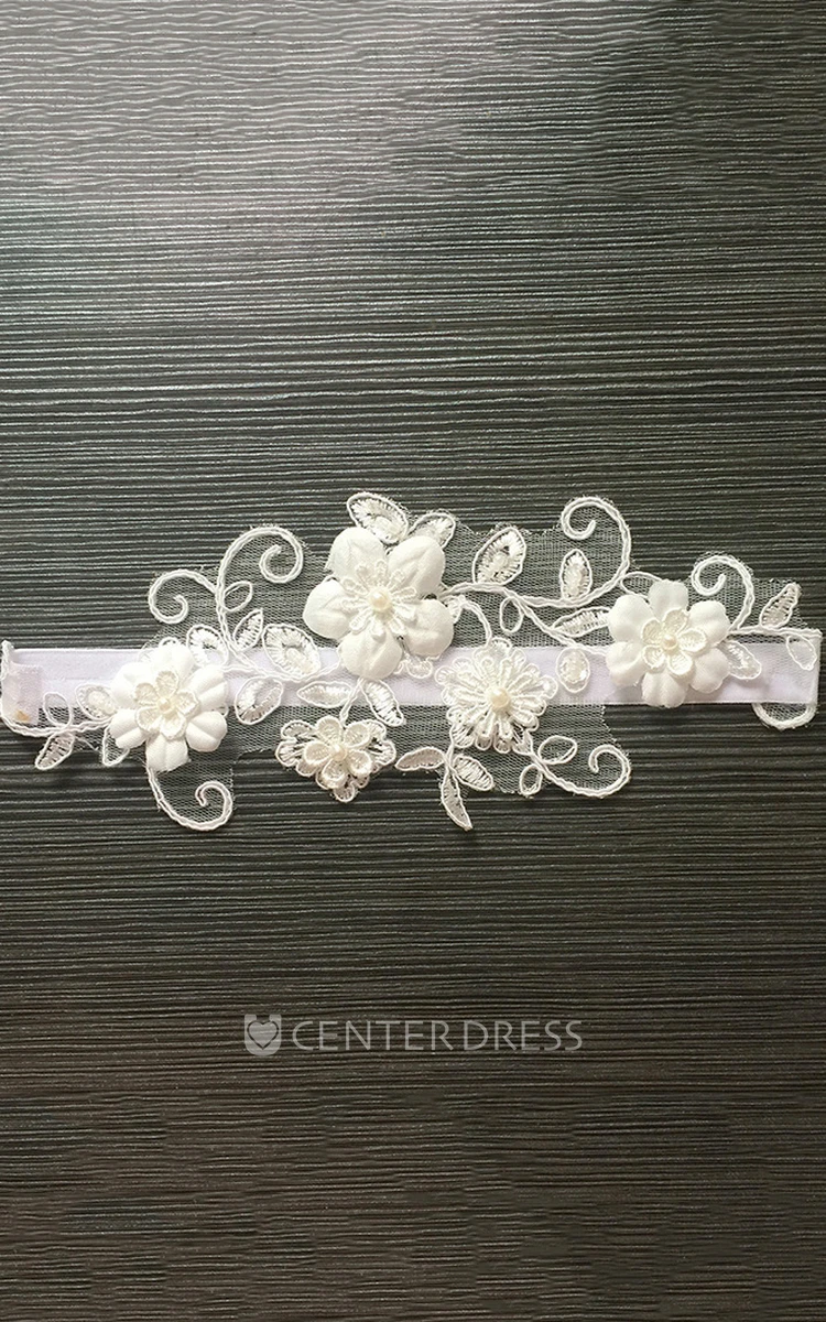 Sexy Lace Applique Elastic Bridal Garter Belt Within 16-23inch
