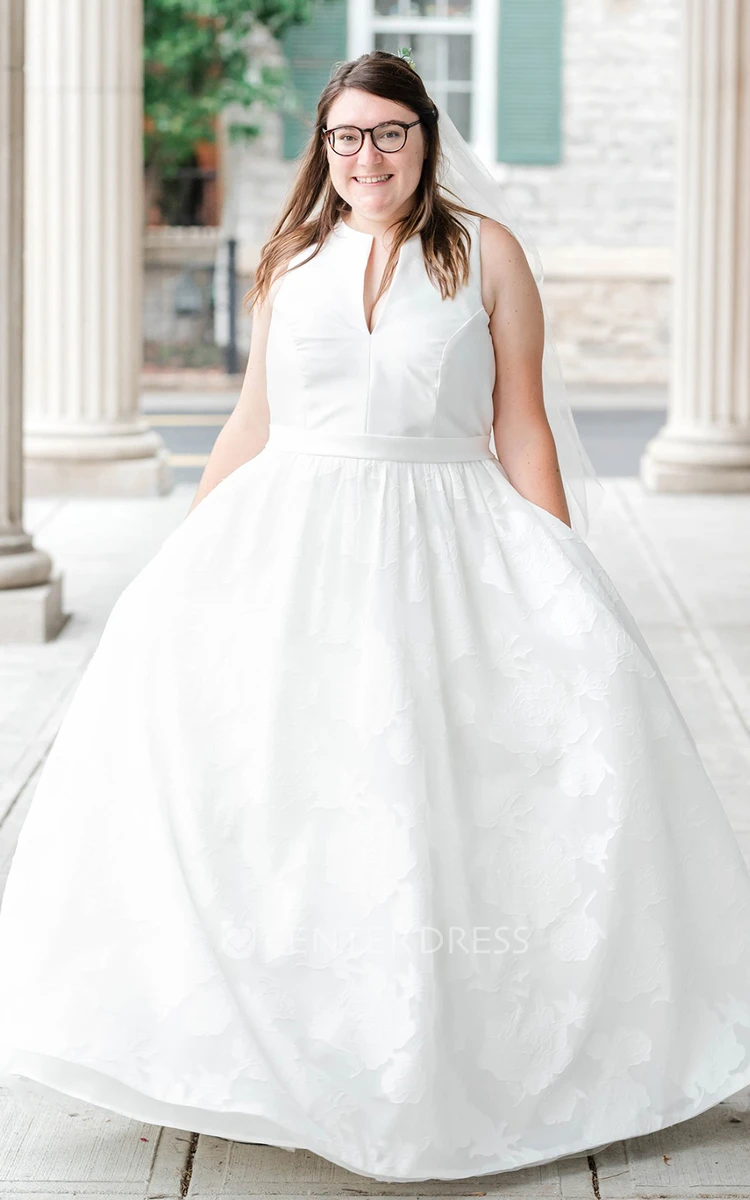 Satin A-Line Notched Neckline Simple Country Wedding Dress With Button Back