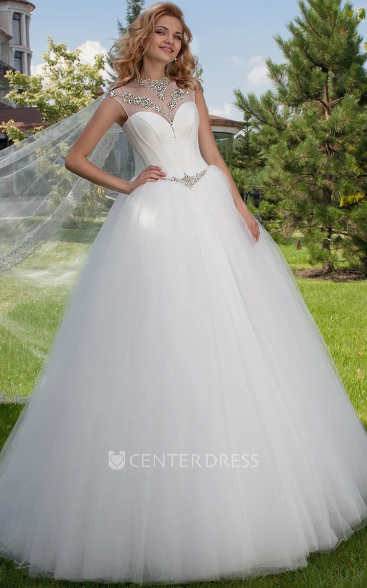 high neck corset wedding dress