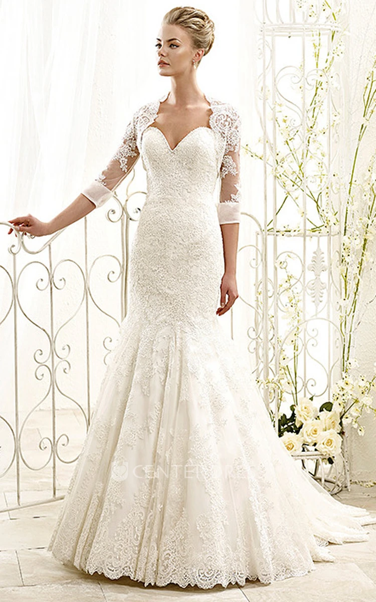 Sweetheart Lace Trumpet Mermaid Long Sleeve V Neck Wedding Dress Sweetheart Lace Trumpet Mermaid Long Sleeve V Neck Wedding Dress