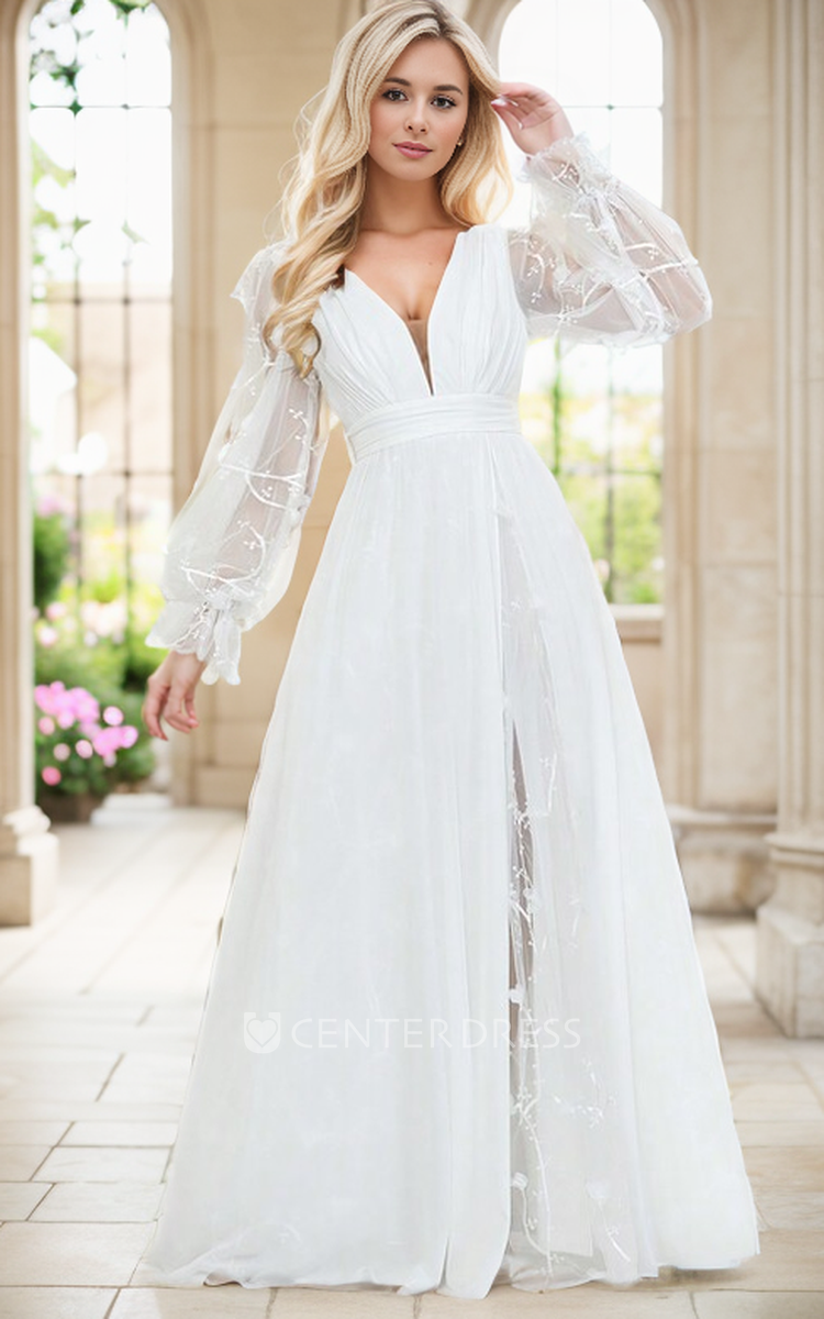 Split Front Wedding Dress