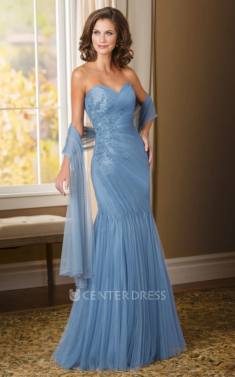 Sweetheart Mermaid Mother Of The Bride Dress With Appliques And Shawl