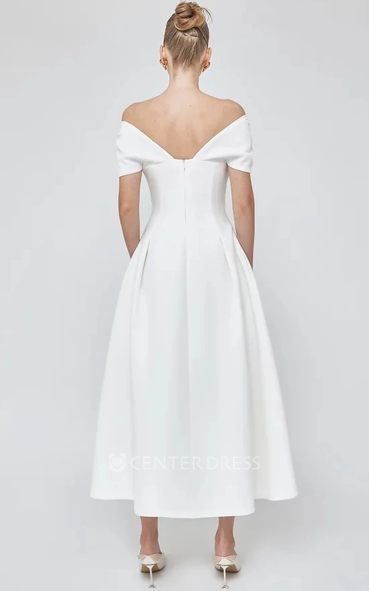 A Line Casual Off-the-shoulder Satin Sleeveless Prom Dress