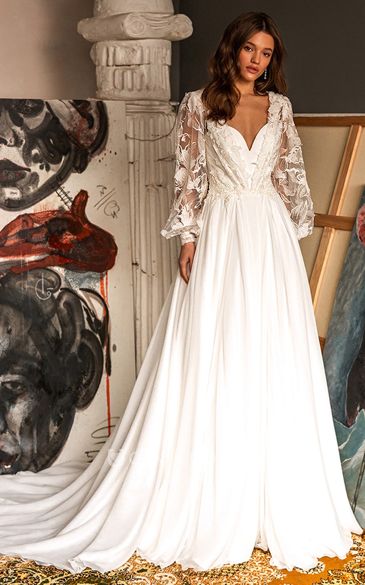 Sweetheart wedding dress outlet with lace sleeves